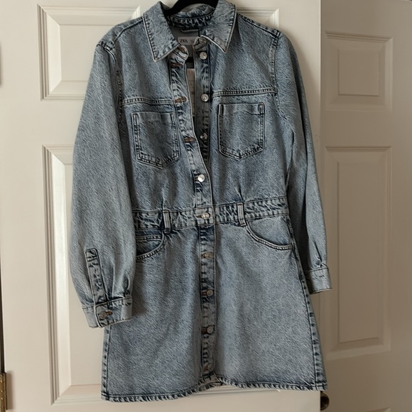 Zara Z1975 DENIM MINI DRESS NWT SOLD OUT - Picture 5 of 6